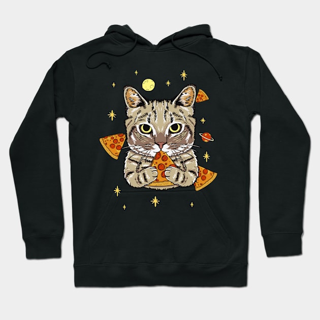 Funny Pizza Cat In Space Fun Hoodie by Foxxy Merch